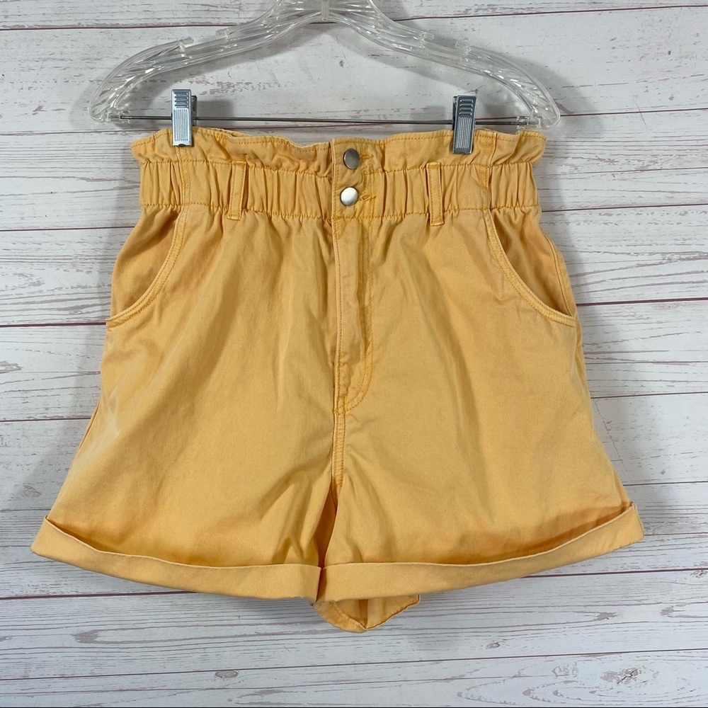 H&M Paperbag Waist Cotton Denim Shorts High Rise